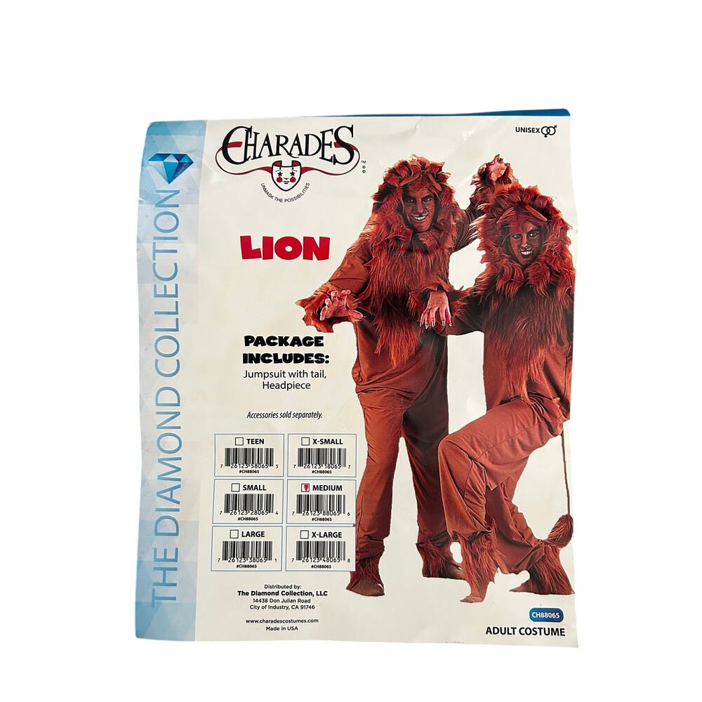 ADULT LION COSTUME SIZE MEDIUM